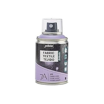 Pébéo - Fabric Paint Spray for Textiles 7A Spray - Natural and synthetic fabrics - Water-based - Solvent-free - Permanent Fabric Dye Machine-Washable - Pastel violet,10.5 x 5.2 x 5.2cm