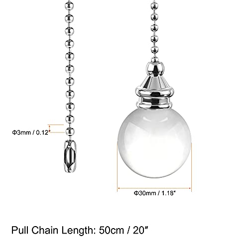 Image of uxcell Ceiling Fan Pull Chain, 20 Inch Fan Pull Chain Ornament Extension Lighting Accessories, 30mm Crystal Ball Pendant, Clear 2Pcs