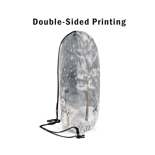 Feelyou Christmas Drawstring Backpack 13"x15.7" Snowman Sports Gym String Bag Snow Scene Drawstring Bags Xmas Waterproof Cinch Bag Snowflake Sports Drawstring Sackpack4