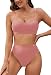 Pink Queen Women's Strap High Cut High Waisted Cheeky Bikini Set XL Pink