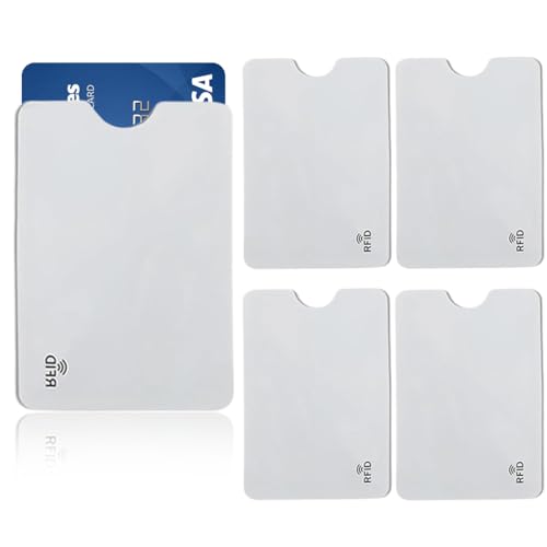 WJRQD Set di 5 Custodie Blocco RFID per protezione carte di credito, Antifurto con schermatura RFID per carte contactless, RFID Porta Carte, Antitaccheggio Porta Carte di Credito, Bianco