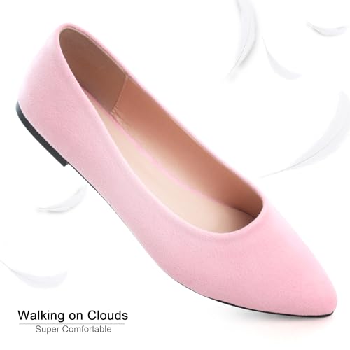 Image of Dear Time Women's Pointed Toe Ballet Flats Simple Casual Office Work Flats Slip-on Comfortable Shoes