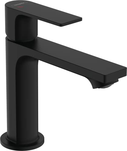 Hansgrohe Rebris E Basin Mixer Tap 110 Energy-Saving with Pop-Up Waste Set, Matt Black, 72559670, Water-saving 5 L/Min