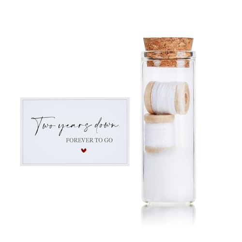 2nd Anniversary Cotton Gifts For Him Her, 2 Year Wedding Anniversary Mini Glass Bottle With Cottons...