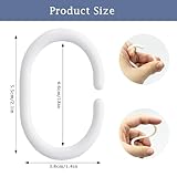 Plastic Shower Curtain Rings - 24 Pack No Rust Bathroom Hooks with Silent Glide C-Shape Design, Rust Resistant Shower curtain hooks for Bathroom, Window Rod Quick Snap Installation (White) - Image 2