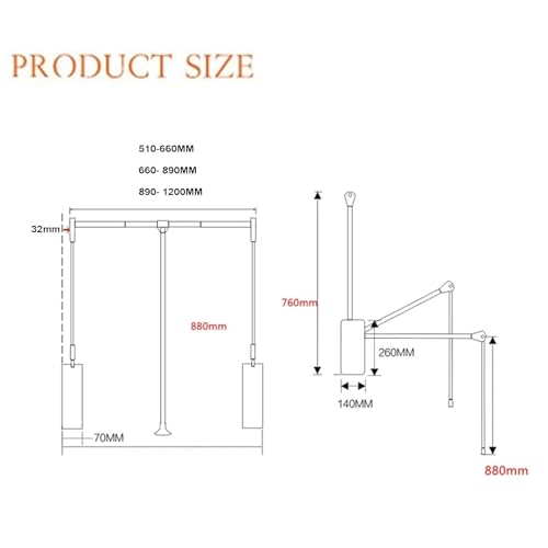 Tringle à vêtements rabattable avec rail de cintre pour armoire haute - 3