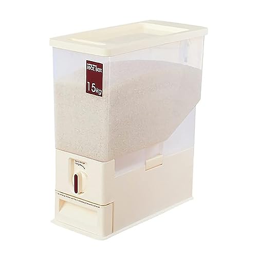 OTHZON Distributeur de Riz Japonais, Grand récipient de Stockage de céréales avec Couvercle, Seau de Distributeur de céréales Domestique mesurable for la Cuisine, 33 LB