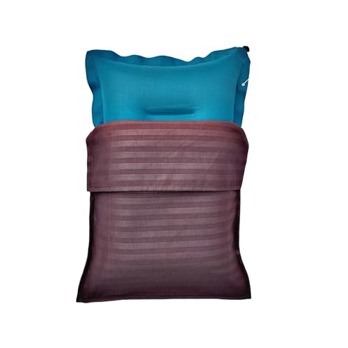 Multi Color Cotton Travelling Air Pillow with Cotton Pillow Cover. Pillow for Travel in Bus, Train and Flights. Neck Supporting Pillow (Pack of 1 Pcs.)