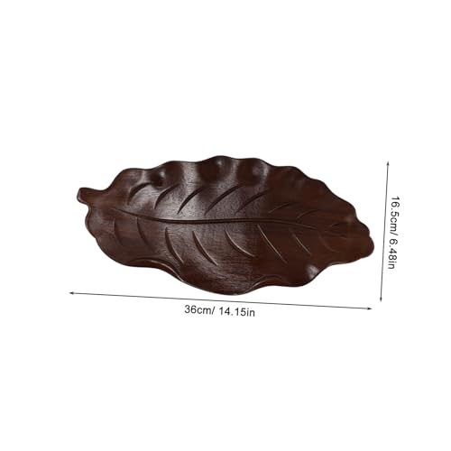 Plateau en forme de feuille en bois naturel pour dessert et clés ABOOFAN