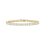 PAVOI 14K Gold Plated 3mm Cubic Zirconia Classic Tennis Bracelet | Gold Bracelets for Women | Size 6.5-7.5 Inch