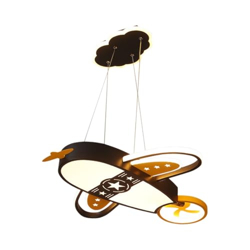 Lustre LED moderne en forme d'avion noir à intensité variable avec télécommande - 2