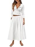 Pungdra Womens Sweater Skirt Sets for Women Ribbed Button Down Cardigan 2 Piece Matching Set Fall Casual Going Out Outfits Off White Medium