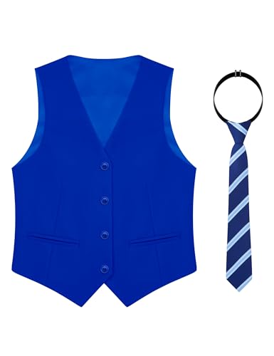 Image of Boy's 4 Button Formal Suit Vest with Tie