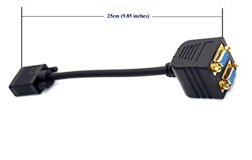 Mxtechnic Vga Splitter Cable 1 Male To 2 Female Adapter Monitor Y Splitter Cable 25Cm Black Can't Connect Two At The Same Time (1Pack) #TOP2