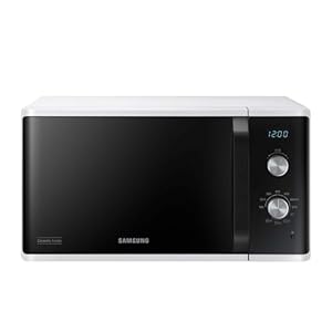 Samsung MG23K3614AW/EG Mikrowelle mit Grill / 23 Liter Garraum / 800 W/Großes Grillelement für gleichmäßige Bräunung/Kratzfester Keramik-Emaille-Innenraum, Weiß