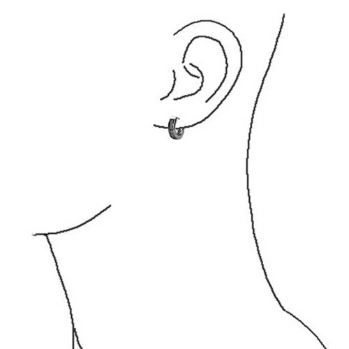 Tiny Small Square Princess Cut Cz Channel Set Kpop Huggie Hoop Earrings For Women Men Black Cubic Zirconia Black Plated .925 Sterling Silver #TOP3