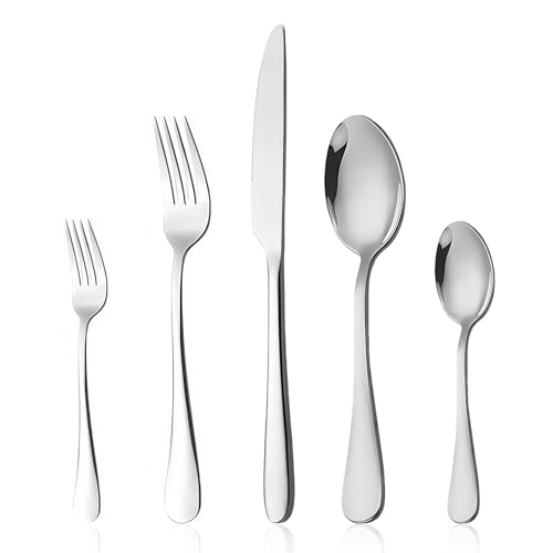 AMFUN Besteck Set, Besteck Set für 6 Personen, 30 teilig Essbesteck Set, Essbesteck Set mit Messer Gabel Löffel, Besteck Edelstahl Spiegelpoliert, Spülmaschinenfest