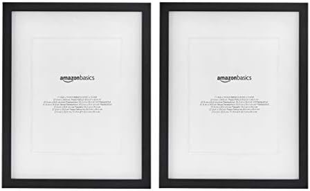 Amazon Basics 11" x 14" Rectangular Photo Picture Frame, (8" x 10" With Mat), 2-Pack, Black, 15.2 Inch L x 12.2 Inch W