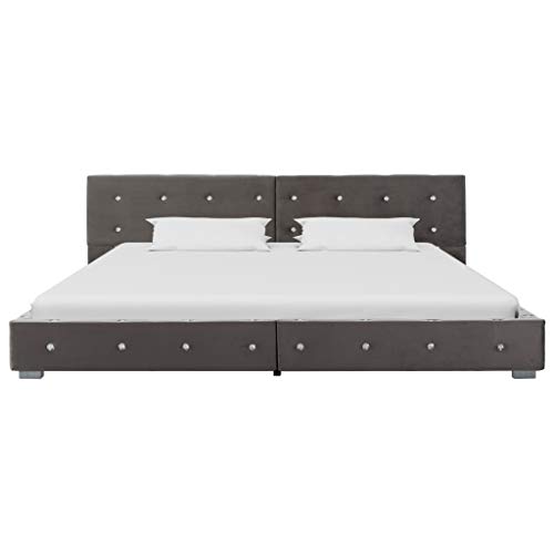 Preisvergleich Produktbild vidaXL Polsterbett Klassisch Bett Doppelbett Bettgestell Bettrahmen Lattenrost Schlafzimmerbett Ehebett Schlafzimmer Grau Samt 180x200cm