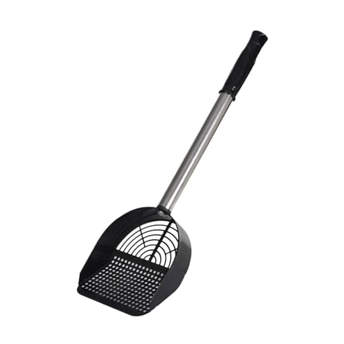 MYCENSE Cat Litter Scoop Stainless Steel Mesh Scooper Portable Easy to Clean Long Handle Pet Cleaning Mesh for Cat Box, Black