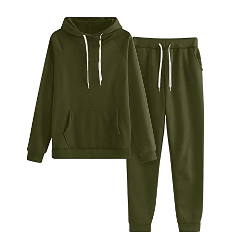 APIVOE Black of Friday 2023 - Conjunto deportivo de 2 piezas con capucha unisex de manga larga y pantalones para correr, 02-army Green🌸ofertas de Cyber Monday 2023, XL