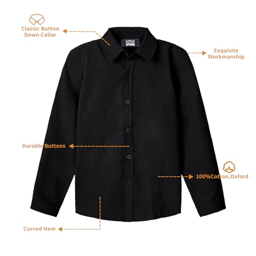 Image of LittleSpring Boys Button Down Long Sleeve Uniform Dress Shirts with Tie