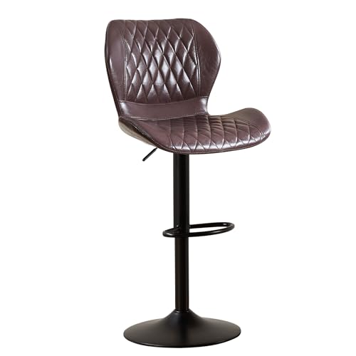 Image of Modern Bar Stools, Swivel Barstools Counter Height with High Backrest, Adjustable Faux Leather Bar Stools for Kitchen Island Chairs Coffee