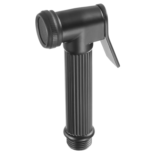 uxcell Pulverizador de bidé de mano para inodoro, kit de rociador de baño de metal, control de presión de agua ajustable para cocina, baño, inodoro, lavado, color negro