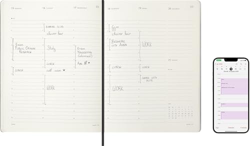 Moleskine Smart PRO Planner 2026, Digitaler Wochenkalender 12 Monate, Gummibandverschluss, Farbe Schwarz, Extra Großes Format 19x25 cm: Engl. Kalendarium