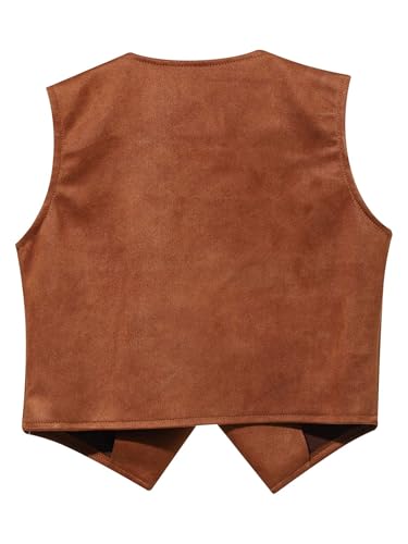 Unisex Kids Cowboys Cowgirls Vest Soft Flannel Sleeveless Waistcoat Tops Carnival Party Fancy Dress Ups2