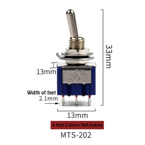 Mini interrupteur SPDT MTS-103 avec levier métallique robuste 6A