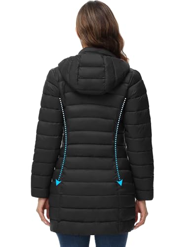 ROYAL MATRIX Women's Packable Puffer Jacket Lightweight Puffer Coat with Hood Long Winter Warm Travel Puffer Jackets3