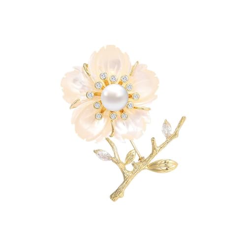 Image of Flower Brooch Pin Rhinestones Pearl Flower Brooches Floral Pin Jewelry for Women Girls
