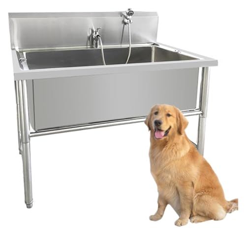 Dog Grooming Tub,Dog Pet Washing Bathing Station For Home,Professional Stainless Steel Pet Dog Bathing Station,Wash Shower Sink,Pet Bathtub Bathing Tub,for Large Medium & Small Dogs(100cm/39.4in)