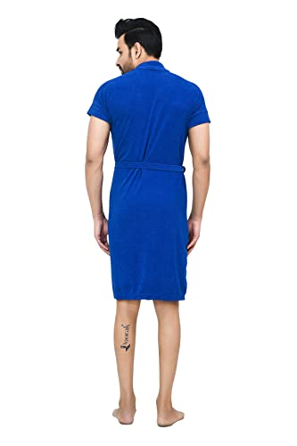 Image of Terry Men Bathrobe Fit Upto 42 inches Royal Blue