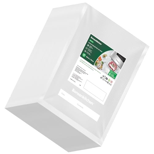 Bonsenkitchen 200Pcs Vacuum Food Sealer Bags 20x30 cm, BPA Free, Commercial Grade Textured Food Vacuum Sealer Bag, Thick Embossed Bags for Food Storage and Sous Vide Cooking, VB3208