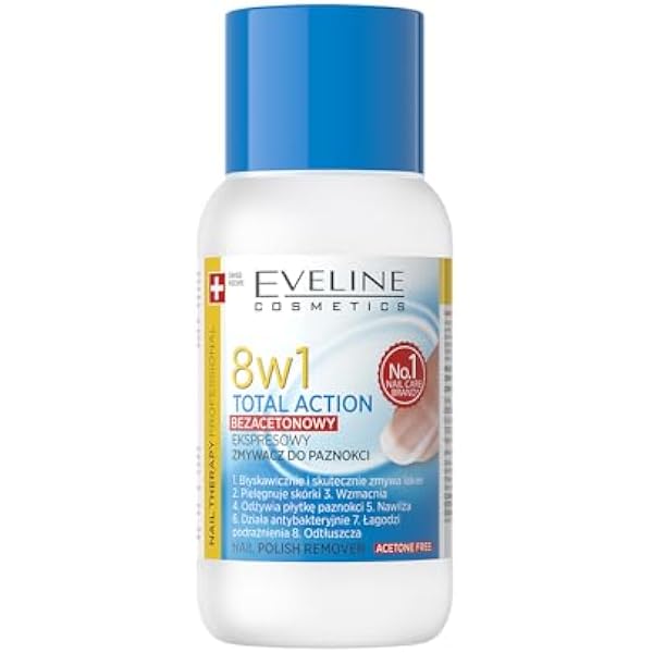 Eveline Cosmetics Nail Theraphy 8 w 1 Total Action zmywacz do paznokci bez acetonu, 1 opakowanie (1 x 150 ml)