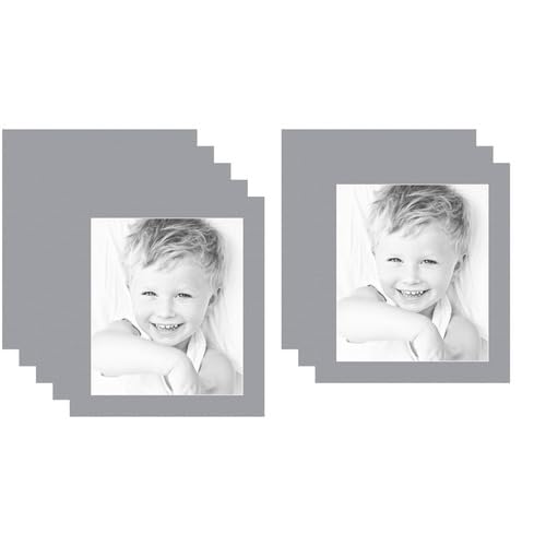 12x14 Silver/Silver Custom Mat for Picture Frame with 8x10 Opening Size (Mat Only, Frame NOT Included) - 8 Pack