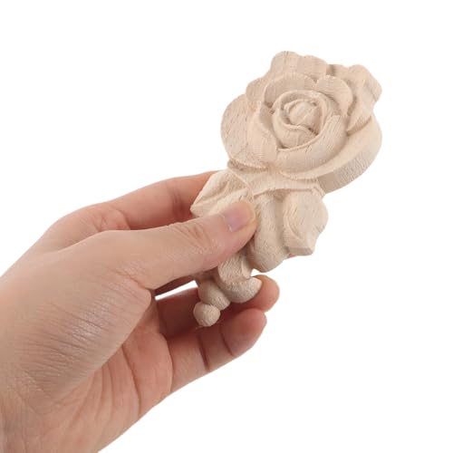 Apliques de madera beige NUOBESTY de estilo vintage con diseño de rosa para muebles 5