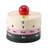 Cemaystic 高美的 回転式パーペチュアルカレンダー – デスクや本棚に最適なインテリアアクセサリー、ABS素材で耐久性あり