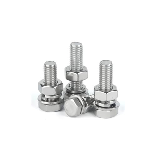 BMOSESE M12x35mm Length Stainless Steel Hex Head Bolt with Nut, Flat Washer |Available Sizes 20mm-200mm |Diameter 12| Rustproof Bolt Kit for Home, Industrial, Plumbing Use| (25 PCS SET) - Image 3 thumbnail