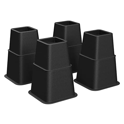 SONGMICS Bed Risers, 4-Pack Furniture Risers, Heavy Duty Bed Lifts in Heights of 3, 5 or 8 Inches, Lifts up to 1300 lb, for Sofa, Table Legs Extenders, Black UCDG001B01
