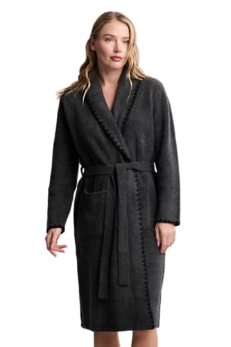 Barefoot Dreams CozyChic Blanket Stitch Robe (US Numeric 2 3 Regular Regular Dark Moss)