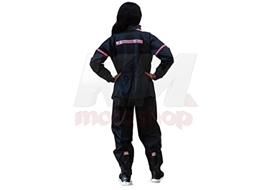Capa De Chuva Feminina Motoqueiro Pvc Impermeável Yess detalhe rosa
