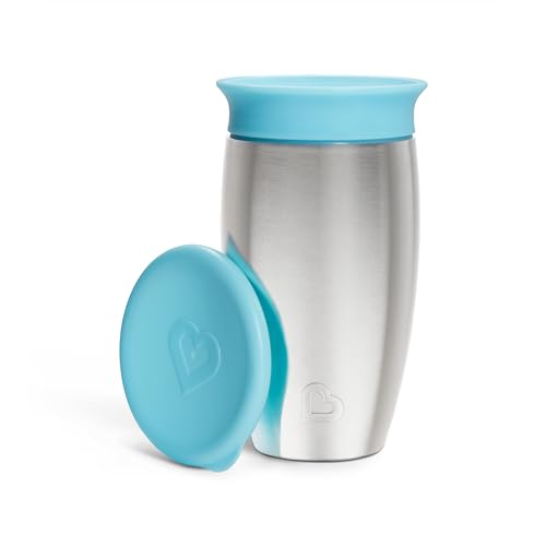 Munchkin Edelstahl Miracle 360 Sippy-Becher | BPA-freier Kleinkind- & Baby-Sippy-Becher | Ideal für Abstillen | Auslaufsichere Kinderbecher | 12+ Monate | 10oz/296ml | Blau
