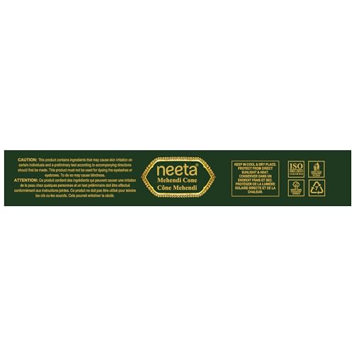 Image of Neeta Natural Mehendi Cones for Hands & Bridal Use, Reddish Brown Color, Fine Needle Tip for Hand Designing, Water-Resistant Formula, Pack of 4 Cones