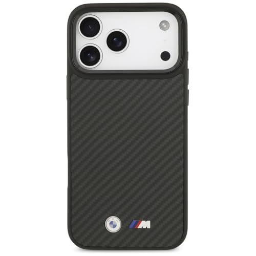 Image of CG MOBILE BMW [Official Licensed] Protective Case Designed for iPhone 17 Pro Max |Magnetic Compatible|M Collection|Kevlar Matt Case with Metal Logos -Black