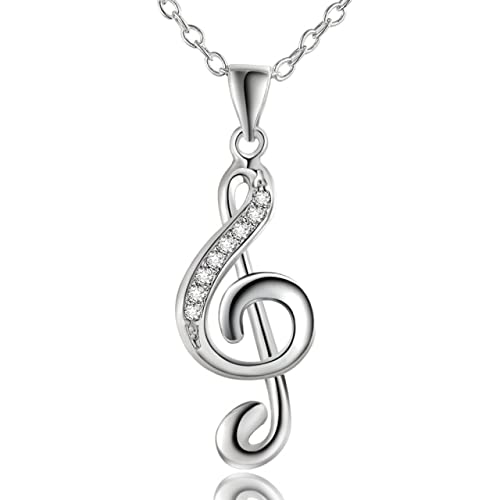 Collier note de musique en argent 925 sterling pour femme