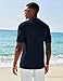 COOFANDY Men's Knit Button Down Shirt Short Sleeve Polo Shirts Summer Casual Beach Shirts, Navy Blue, Medium