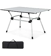 Giantex Folding Camping Table, Heavy-Duty Outdoor Folding Table w/Carry Bag, Roll-up Tabletop, 4-...